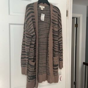 Jessica Simpson fuzzy long open sweater - animal print